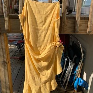 Yellow wrap dress
